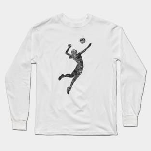 Volleyball player girl black and white Long Sleeve T-Shirt